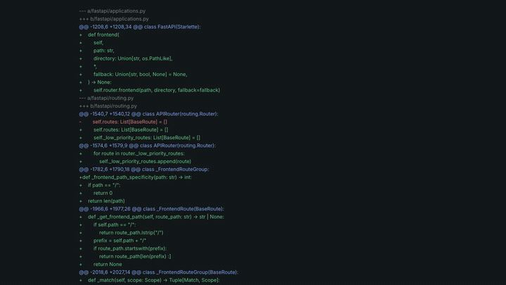 A thirty-second walkthrough. Title cards ask where to start when Git shows a
large change file by file. A generated page then scrolls through its contents
rail, a code walkthrough labelled with file and line, and the five questions
that close it.